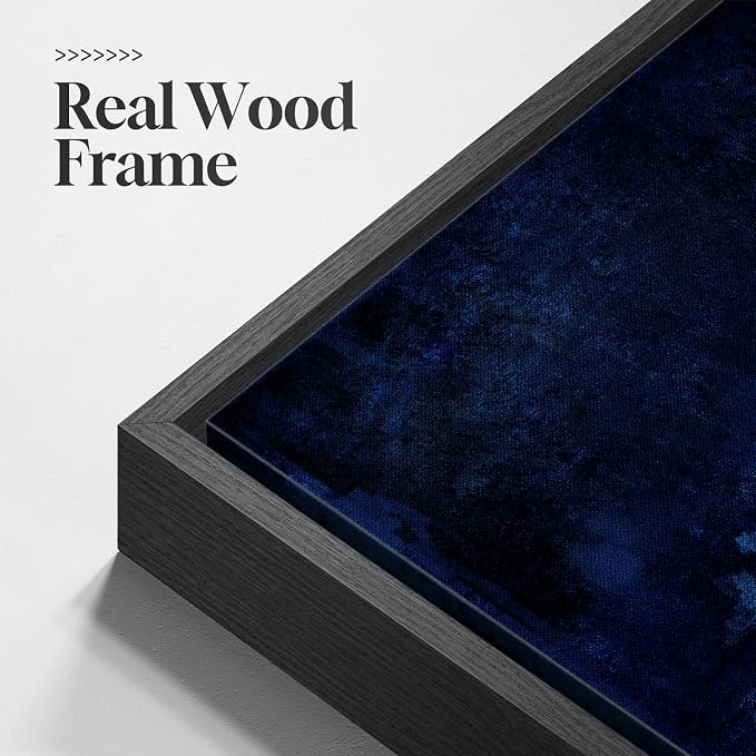 Large Framed Navy Blue Abstract Wall Art, Modern Vertical Canvas Prints Paintings Artwork for Walls, Minimalist Contemporary Dark Blue Pictures Wall Decor for Hallway Living Room Bedroom, 30x60 In