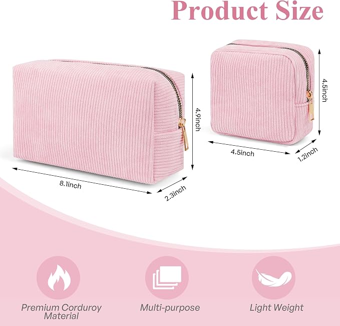 Corduroy Sanitary Napkin Storage Bag 2 PCS Period Bags For Teen Girls, First Period Pad Pouches Tampon Holder for Purse with Zipper