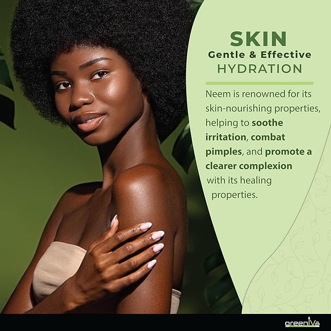 GreenIVe Neem Butter 100% Pure All Natural Body Butter Handcrafted Neem Seed Oil Coconut Oil Kokum Butter Marula Oil Rosemary Leaf Soothing Moisturizing Body Face Lip Hair Scalp Nail Care (8oz)