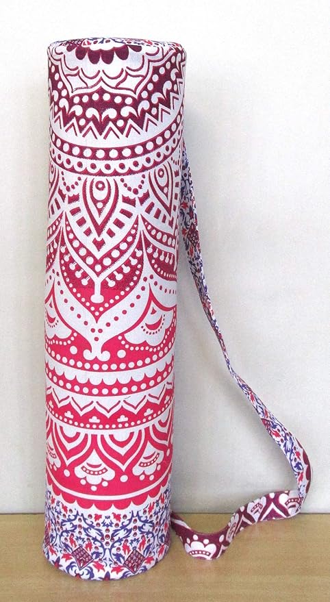 INDIAN CRAFT CASTLE ICC Yoga Mat Bag Carrier Full-Zip Exercise Yoga Mat Carry Bag for Women Men with Multi-Functional Storage Pockets and Adjustable Shoulder Strap 26X6 Inches