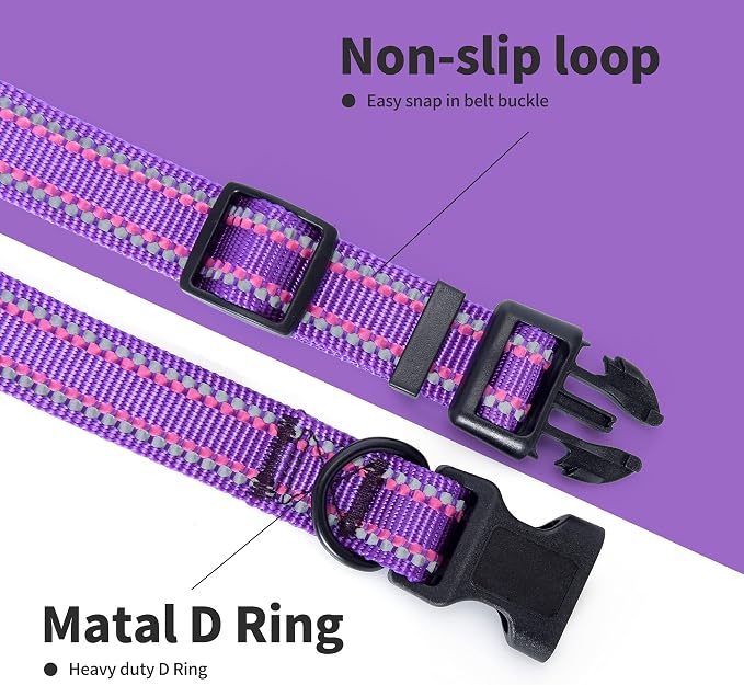 Mile High Life Reflective Dog Collar, Adjustable Lightweight Quick Release