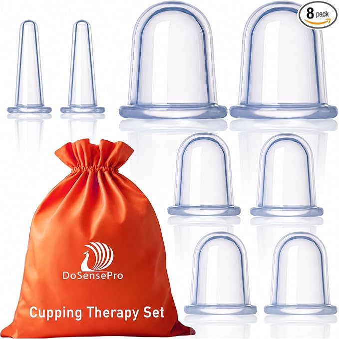 Cupping Kit for Massage Therapy - 8 Silicone Massage Cups for Arthritis Relief, Pain Reduction, Anti-Aging & Cellulite Treatment - Cupping Set (2XL, 4L, 2M)