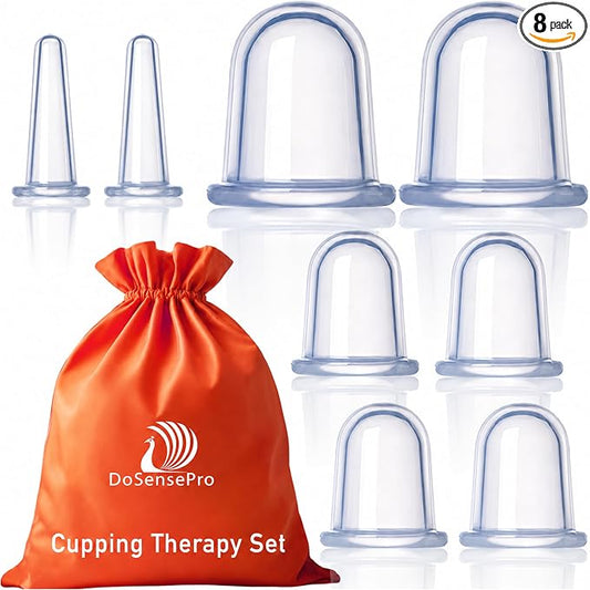 Cupping Kit for Massage Therapy - 8 Silicone Massage Cups for Arthritis Relief, Pain Reduction, Anti-Aging & Cellulite Treatment - Cupping Set (2XL, 4L, 2M)