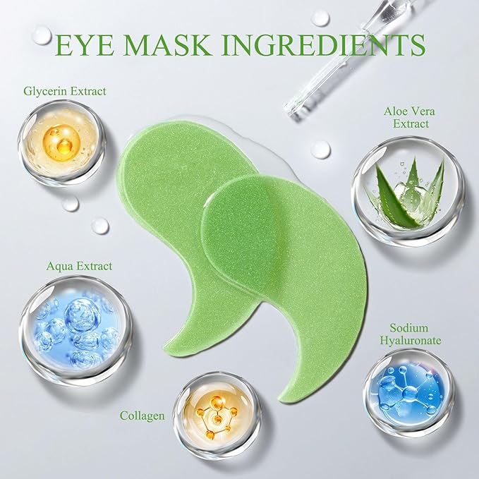 Under Eye Patches for Dark Circles and Puffiness, Aloe Vera Eye Masks 60 Pcs, Anti-Aging Eye Treatment to Reduce Wrinkles & Fine Lines, Hydrating & Firming Under Eye Skin with Natural Ingredients
