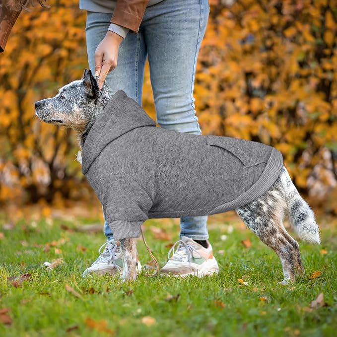 Dog Hoodie Dog Sweaters for Large Dogs Sweater Solid Soft Brushed Fleece Pet Clothes Pet Hoodie Sweatshirt with Pocket(Grey-XXL)
