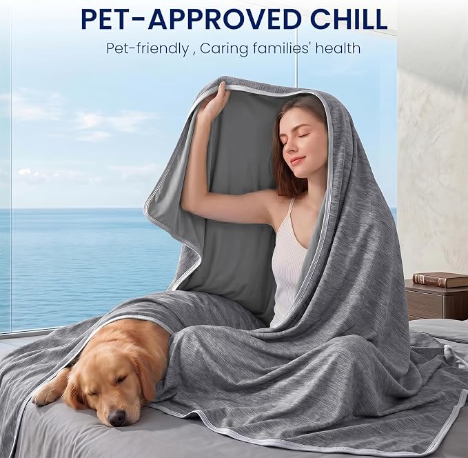 Cooling Blanket Queen Size 90"x90" for Hot Sleepers Summer Blanket | Absorbs Heat Cold Summer Blanket for Night Sweats & Menopause Q-Max>0.5 Lightweight Breathable Soft Double-Side Cooling