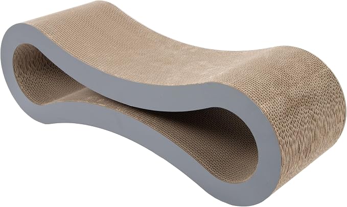 Kitty City Corrugate Cat Scratcher Lounger with Catnip - Cardboard Cat Scratcher Bed, Horizontal Kitty Couch Scratch Pad, Durable Play for Indoor Cats & Kittens - Gray, 34" x 10.5"