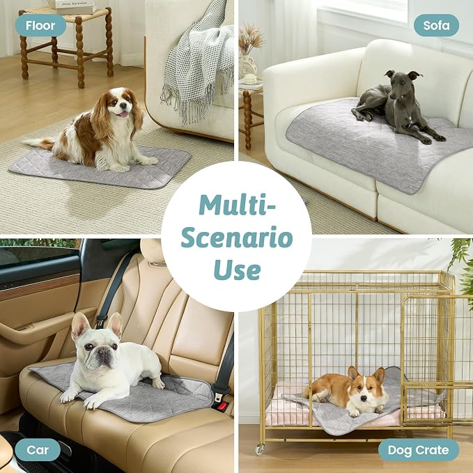 COZY KISS Dog Cooling Mat 68"x82" Q-Max>0.4, Waterproof Pet Cooling Pad, Leakproof & Non-Slip Dog Bed Cover, Washable Furniture Protector for Large Dogs, Couch, Floor (Gray)