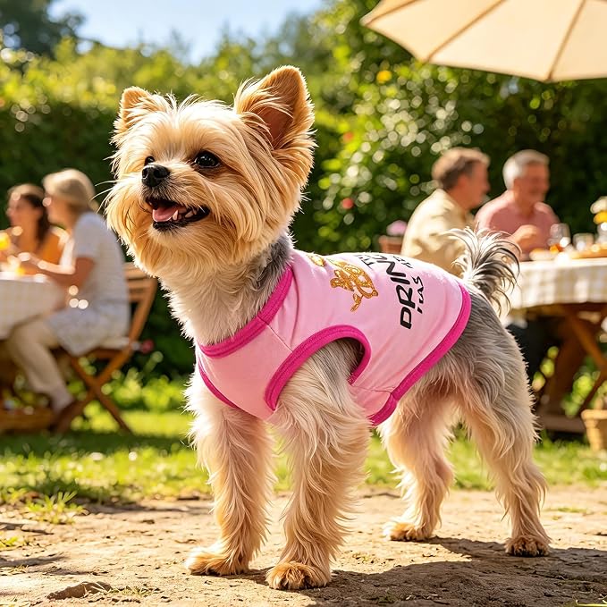 4 Pieces Dog Clothes for Small Dogs Girl Chihuahua Clothes Cute Pink Puppy Shirts Soft Shih Tzu Clothe Teacup Dog Costume Pet Cat Outfit Clothing for Xs