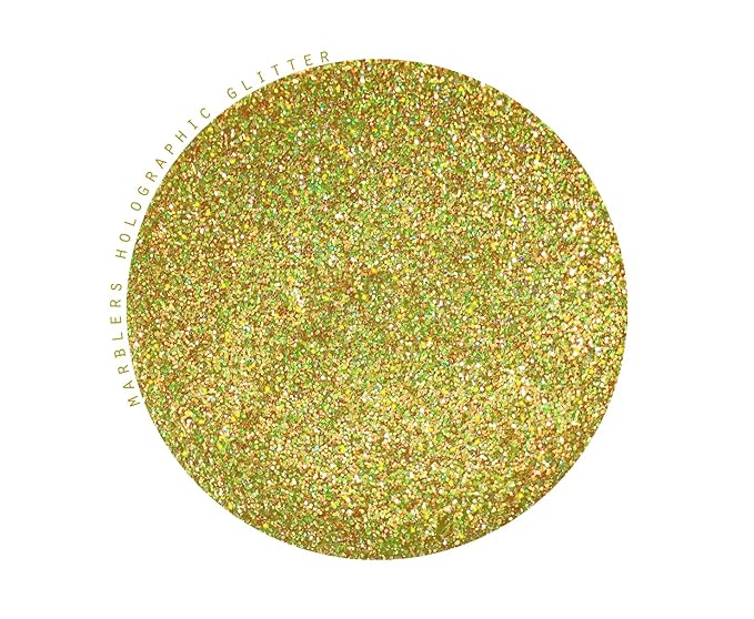 MARBLERS Holographic Face & Body Glitter [Holo Olive Gold] 0.18oz (5g) | Fine | Non-Toxic | Cruelty-Free | Festival, Rave & Party Makeup | Eye, Hair, Nail Polish, Eyeshadow | Nail Art | Gel Nail