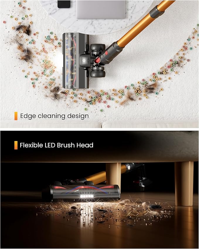 Cordless Vacuum Cleaner for Home, 65KPA 650W 70Mins Stick Vacuum Cordless with Three Suction Modes, Self-Standing&LED Screen, Anti-Tangle Brush, Vacuum Cleaners for Pet Hair/Hardwood Floors/Carpet