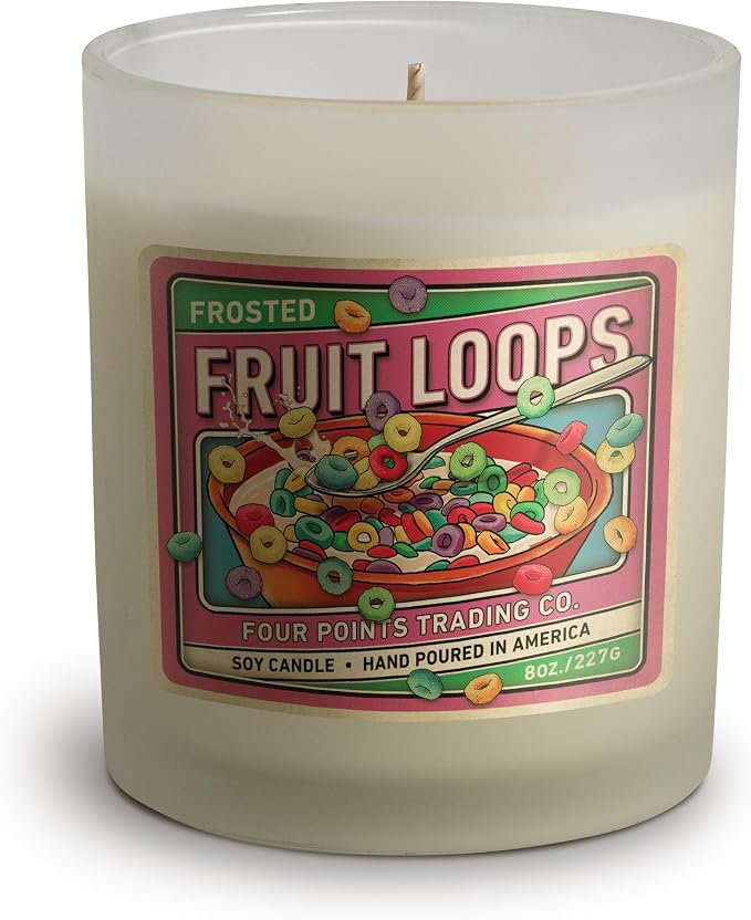 Fruit Loops Scented Candle 8 oz - Soy Aromatherapy Candle with Jar - Great Gift for Birthdays, Anniversary, Christmas, New Year, House Warming and More!