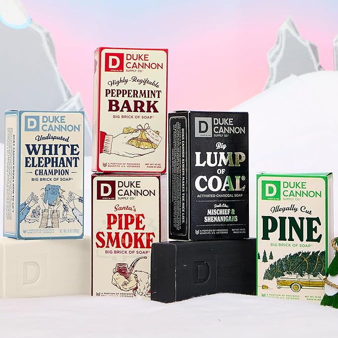 Duke Cannon Supply Co. Big Brick of Soap Bar for Men Holiday Edition - Illegally Cut Pine (Fresh Split Pine Scent), 10 oz. (3 Pack)