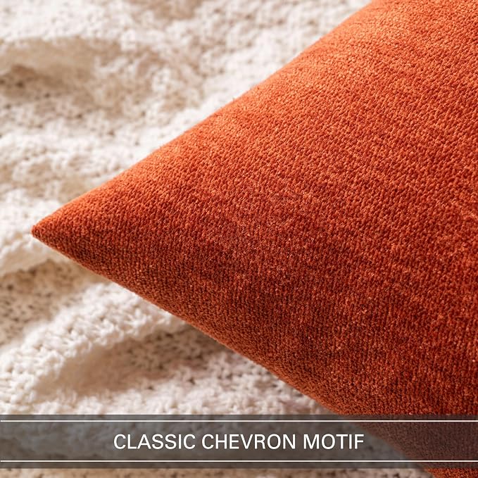 MIULEE Pack of 2 Terracotta Decorative Pillow Covers 18x18 Inch | Soft Chenille Couch Throw Pillows Farmhouse Cushion Covers for Home Decor Sofa Bedroom Living Room
