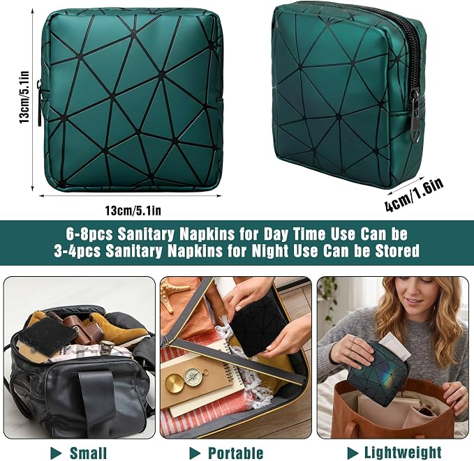 2Pcs Sanitary Period Bag Napkin Storage Bags, Portable Menstrual Periods Pouch with Zipper for Teen Pads, Reusable Periods Kit Bag Feminine Product Pouch Cosmetic Organizer Bags for Teen Girl