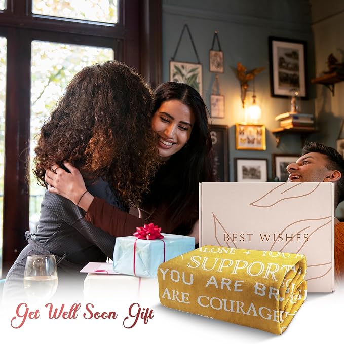 Gifts for Women or Men, Gifts for Him Her, Get Well Blanket | Inspirational Gifts for Women, Thinking of You Gift for Mom Grandma Sister Nurse, Feel Better After Surgery Gifts 60'' x 50''
