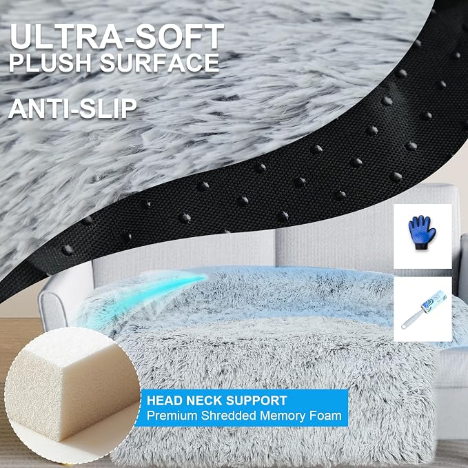 Luxurious Dog Couch Bed Protector for Dog Pet Couch Cover Dog Sofa Bed(XXL) | Removable Fluffy Plush Dog Couch Bed Washable, Calming Dog Sofa Beds, Waterproof Couch Protector, Pet Beds Mats for Couch(L)