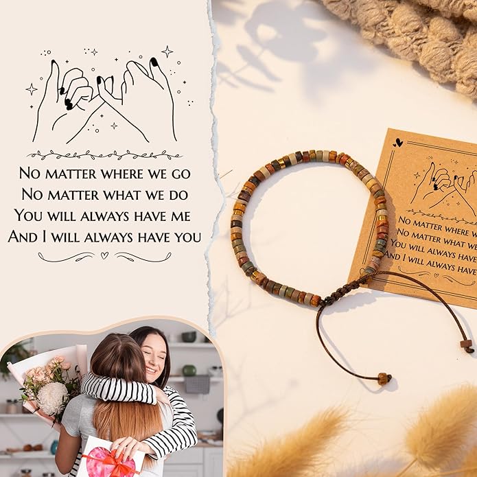 Inspirational Gifts Bracelets for Women: Valentines Mothers Day Birthday Gifts for Women Friends Sister Mom - Healing Natural Stone Beads Bracelets Thinking of you Get Well Soon Gift for Women