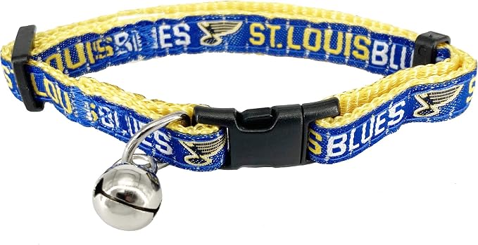 Pets First NHL Saint Louis Blues CAT Collar Adjustable Break-Away Collar for Cats with Licensed Team Name & Logo. Cute & Fashionable Hockey Sports Cat Collar with Metal Jingle Bell
