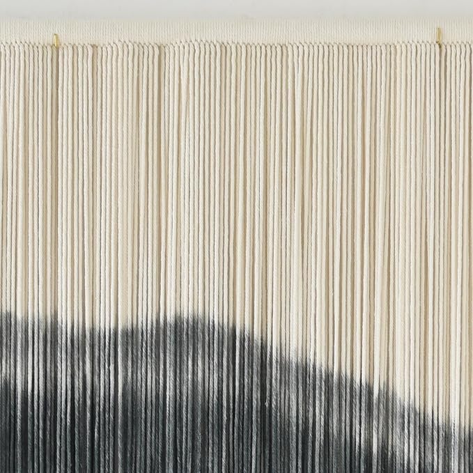 Jakalin Macrame Wall Hanging Black Dip Dye Fiber Tapestry Handmade 57"x35" | Fiber Yarn Wall Art,Craftsmanship,Hand-dip Dyed, Boho Style to Bedrooms, Living Rooms, Nursery ,Couch,or Entryways.
