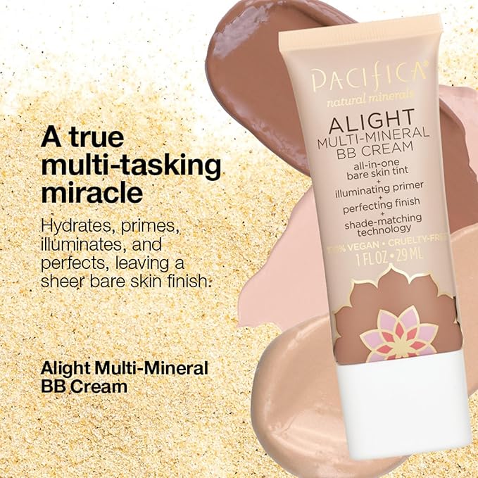 Pacifica Alight Multi-Mineral BB Cream – Shade 11 Light Tinted Moisturizer & Primer in One, Sheer Glowing Coverage, Hydrates, Primes & Perfects, 100% Vegan Cruelty Free Dermatologist Tested