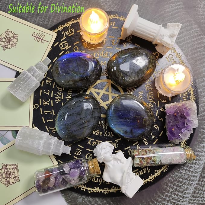ZHIYUXI 2.2-2.4" Black Labradorite Crystal Gemstones Healing Crystals Worry Stone for Anxiety Gifts for Women Men Energy Balancing Therapy Moonstone Polished Palm Stone and Crystals Gem Stone