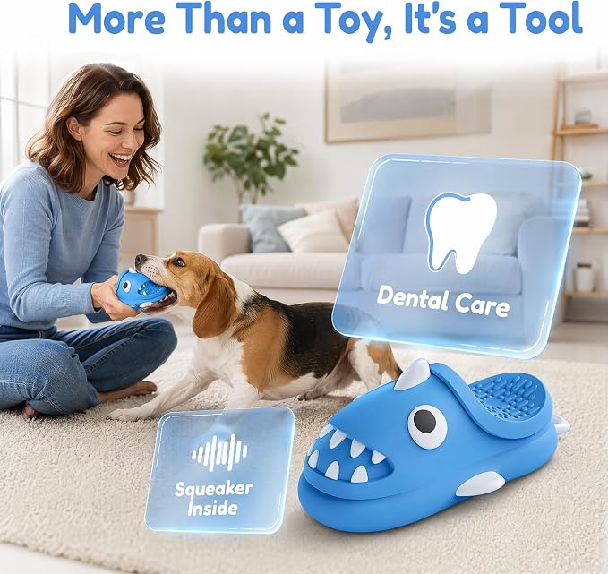 Shark-Shaped Dog Chew and Drag Toy, Squeaky Indoor/Outdoor Plaything, Interactive Chewing Toy for Dogs, Sound-Emitting Toy for Self-Entertainment and Boredom Relief