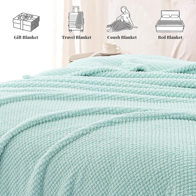 Whale Flotilla Extra Large Soft Fleece Throw Blanket for Couch | 50x70 Inch, Light Blue, Suitable for Sofa Chair Bed, Fluffy Fuzzy Jacquard Blankets for All Season, Lightweight and Cozy