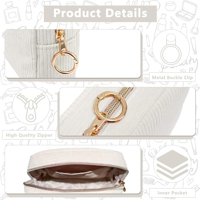 Period Bag for Girls, Corduroy Sanitary Napkin Storage Bag, Period Pouch & Tampon Holder, Feminine Care Organizer（ Beige）
