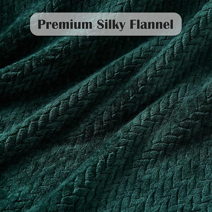 NEWCOSPLAY Fleece Leaves Pattern Twin Blanket, Forest Green, 60"x80" | Super Soft Throw Blanket, Lightweight Cozy Bed Sofa Blanket, Premium Silky Flannel Fleece, Travel Blanket for All Season Use