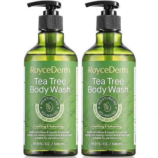 Roycederm Antifungal Body Wash & Soap with Tea Tree Oil - 2 Pack Tinea Versicolor Body Wash for Back Acne, Folliculitis, For Jock Itch, Athletes Foot, Body Odor, Ringworm - 2 Pack