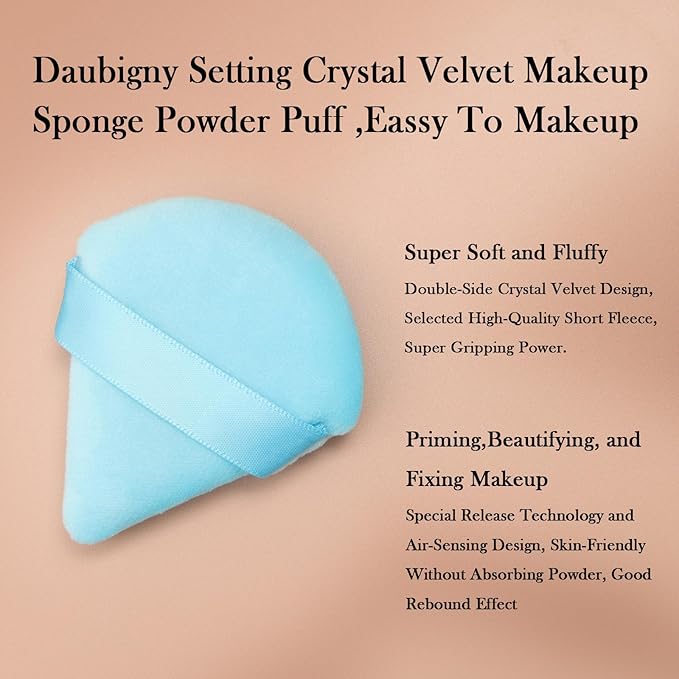 Powder Puff Daubigny 6 PCS Makeup Puff Face Soft Triangle Powder Puffs for Loose Powder Mineral Powder Body Powder Velour Cosmetic Foundation Sponges Blender Beauty Makeup Tools(Blue)