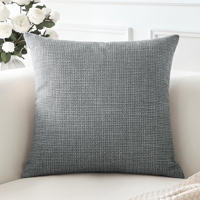 OTOSTAR Linen Throw Pillow Cover Set of 1 Decorative Square Pillowcases Cushion Covers 24x24 Inch for Home Decor Sofa Bedroom Car 60 x 60CM Dark Grey