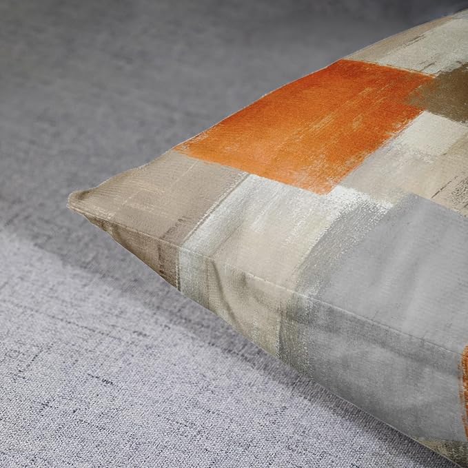 Emvency Throw Pillow Covers Set of 2, 20 x 20 Inch, Orange Beige and Grey | Abstract Modern Painting Outdoor Decorative Square Pillow Cases Couch Cushion Case for Couch Bed Sofa Living Room Home Decor