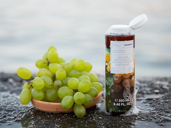 KORRES Renewing Body Cleanser, Santorini Grape, Foaming Shower Gel for Women & Men with Hydrating Greek Botanicals, Body Wash for Smooth Skin, Vegetarian & Cruelty Free, Made in Greece, 8.45 Fl Oz