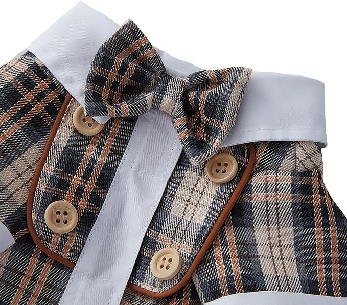 GabeFish Pets Wedding Jackets Suit for Dogs with Bow Tie Puppy Cat Formal Clothes Shirt Tuxedo (Coffee, XL (Chest 18.8in/48cm))