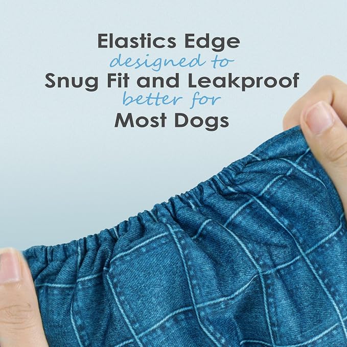 wegreeco Washable Male Dog Belly Band (Stylish Pattern)- Pack of 3 - Washable Male Dog Belly Wrap, Dog Diapers Male (Checkered Denim, XX-Large)