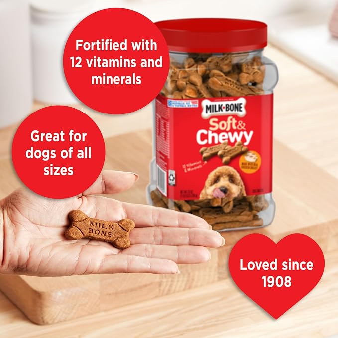 Milk-Bone Soft & Chewy Dog Training Treats Canister,1.56 Pound (Pack of 2)