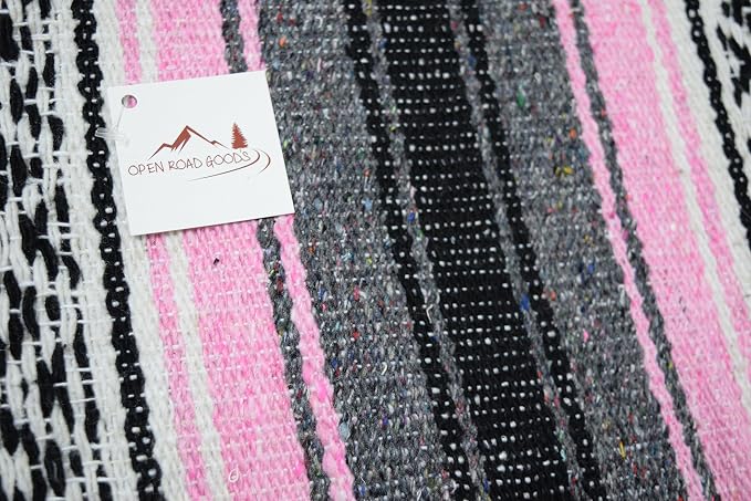 Open Road Goods Bulk Falsa Blankets - Handwoven Authentic Mexican Falsa - Great for Weddings, Yoga, Beach, Picnics, or Mexican Throw! (Pink, 7 Pack)