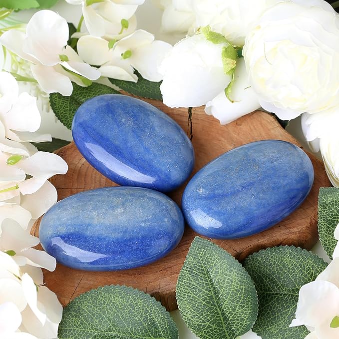 ZHIYUXI 2.4" Blue Aventurine Crystals Gemstones and Crystals and Stones Crystal Decor Energy Balancing Therapy Polished Stones Palm Stone Mediation Gifts 1PC
