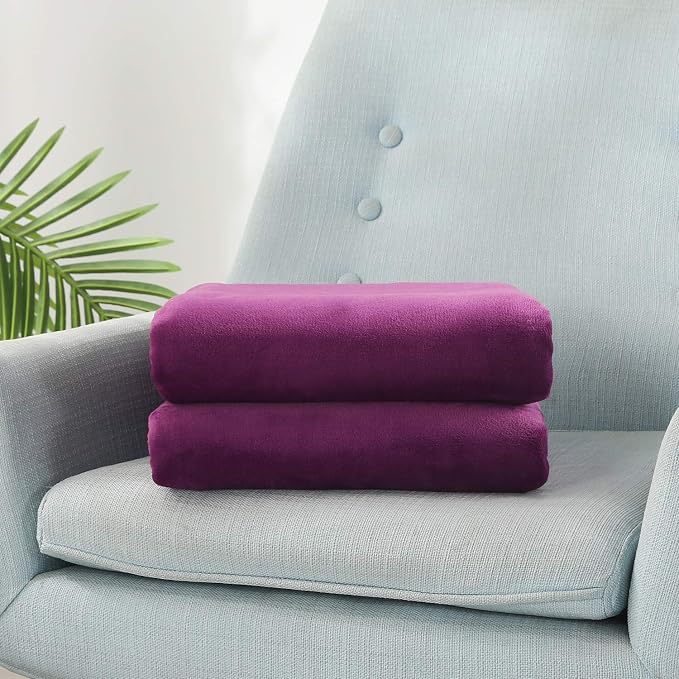 TASTHROW Large Flannel Fleece Throw Blanket, 60×80 Inch - Purple | Cozy Lightweight Thick Blanket - All Seasons Suitable for Women, Men and Kids
