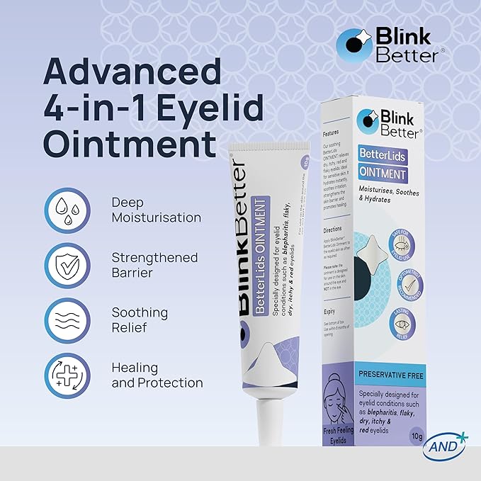 BetterLids Eyelid Ointment – Intense Oat Complex with Shea Butter & Panthenol - Hydrates, Nourishes & Soothes – Moisturizing Care for Dry, Itchy, Red, Sensitive, Flaky Skin Around the Eyes - 0.35 oz