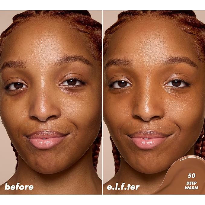 e.l.f. Soft Glam Satin Concealer, Medium Coverage For Blemishes & Under-Eye, Crease-Resistant, Long Lasting, Vegan & Cruelty-Free, 50 Deep Warm