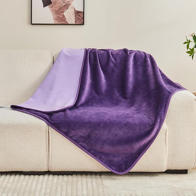 Waterproof Blanket Bed Cover 40"x60" for Adults or Pets, Dark Purple | Soft Pet Blanket for Dogs Cats, Reversible Leakproof Blanket for Bed Couch Sofa, Furniture Protector