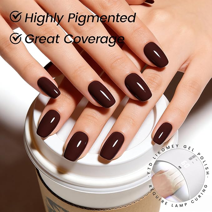 YTD Likomey Dark Maroon Red Gel Nail Polish,15ml Salon Home DIY Manicure and Pedicure Fall Winter UV Color Varnish,CS414
