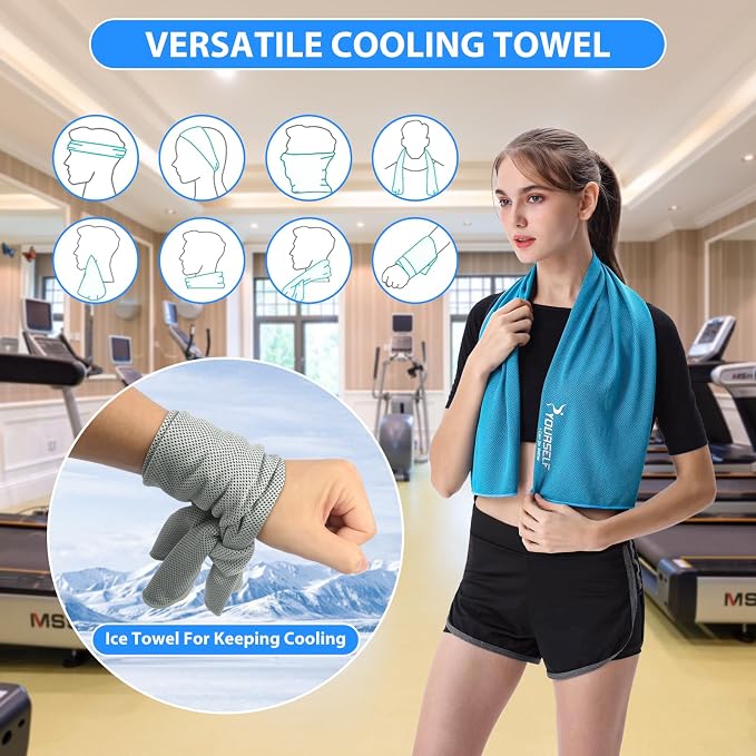 SYOURSELF Cooling Towels for Neck and Face, 4 Pack 40" x 12" Cooling Towel for Hot Weather, Soft Breathable Instant Cool Chilly Pad for Sports Golf Yoga Gym Athletes Camping Ice Towels(Grey)