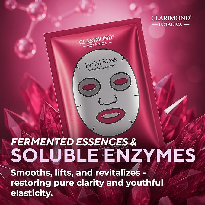 5 Pack Hydrating Facial Mask Skin Care – Soluble Enzymes, Probiotic Fermented Botanicals – Sensitive Skin, Redness, Smoothing & Revitalizing Sheet Masks Spa Gifts for Women