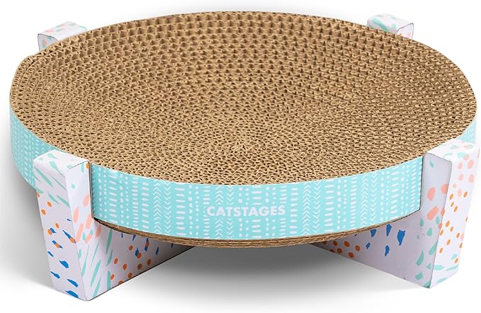 Catstages Scratch, Snuggle & Rest 2-in-1 Cat Scratcher & Lounger, 13.4" | Corrugated Scratching Pad & Elevated Bowl-Shaped Lounger, Contours to Cat's Body, Catnip Included, Indoor Cats & Kittens
