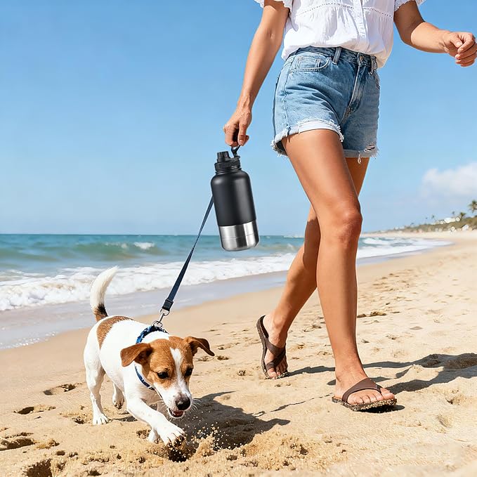 Cibaabo Insulated Dog Water Bottle 32oz Keep Water Cool with 2 Bowls