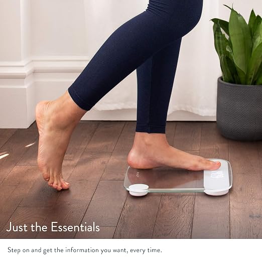 Greater Goods Digital Weight Bathroom Scale, Shine-Through Display, Accurate Glass Scale, Non-Slip and Scratch Resistant, Body Weight (Clear)